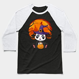 Panda bear pumpkin witch Baseball T-Shirt